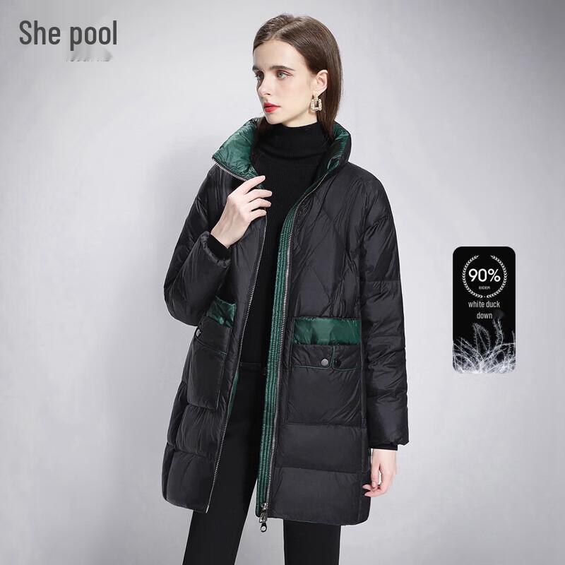 Tachi Women's Color-Block Stand-Collar Down Jacket