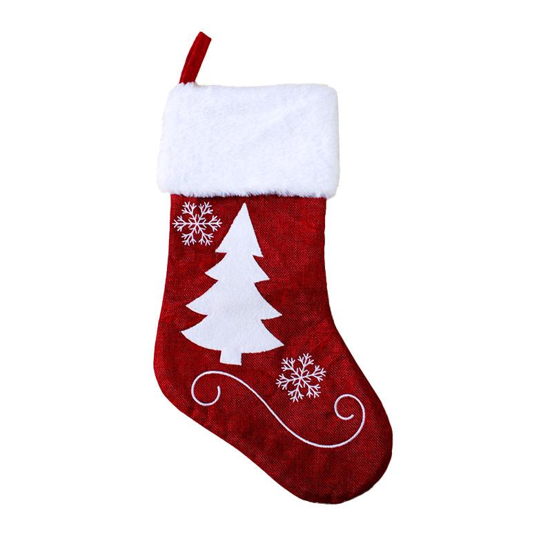 Red Reindeer Snowflake Plush Christmas Stockings - Festive and Cute Holiday Ornaments