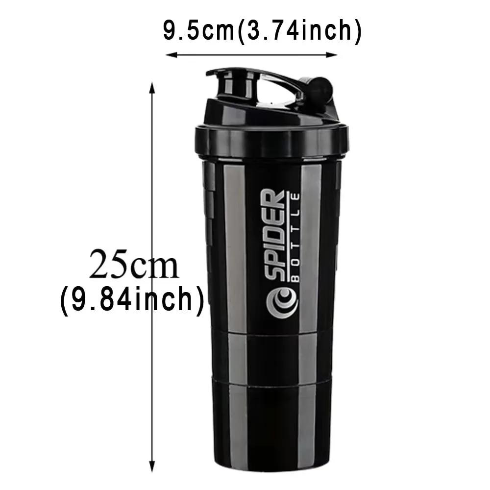 3-lagiger Shaker, Proteinflasche, Pulver-Shake-Becher, Wasserflasche, Kunststoff-Rührbecher, Bodybuilding-Übungsflasche