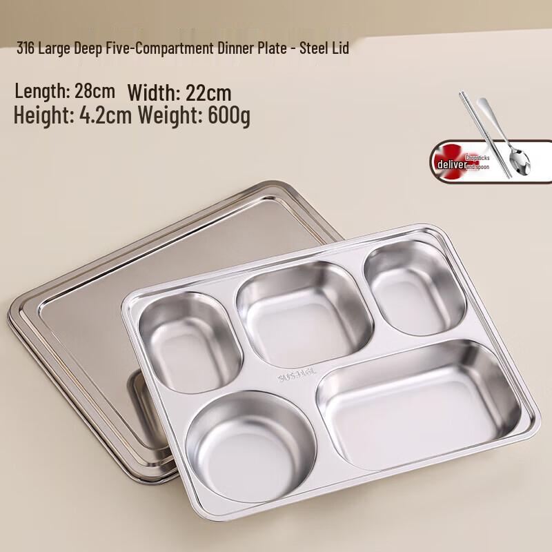 

Food-Grade Stainless Steel Divided Lunch Tray