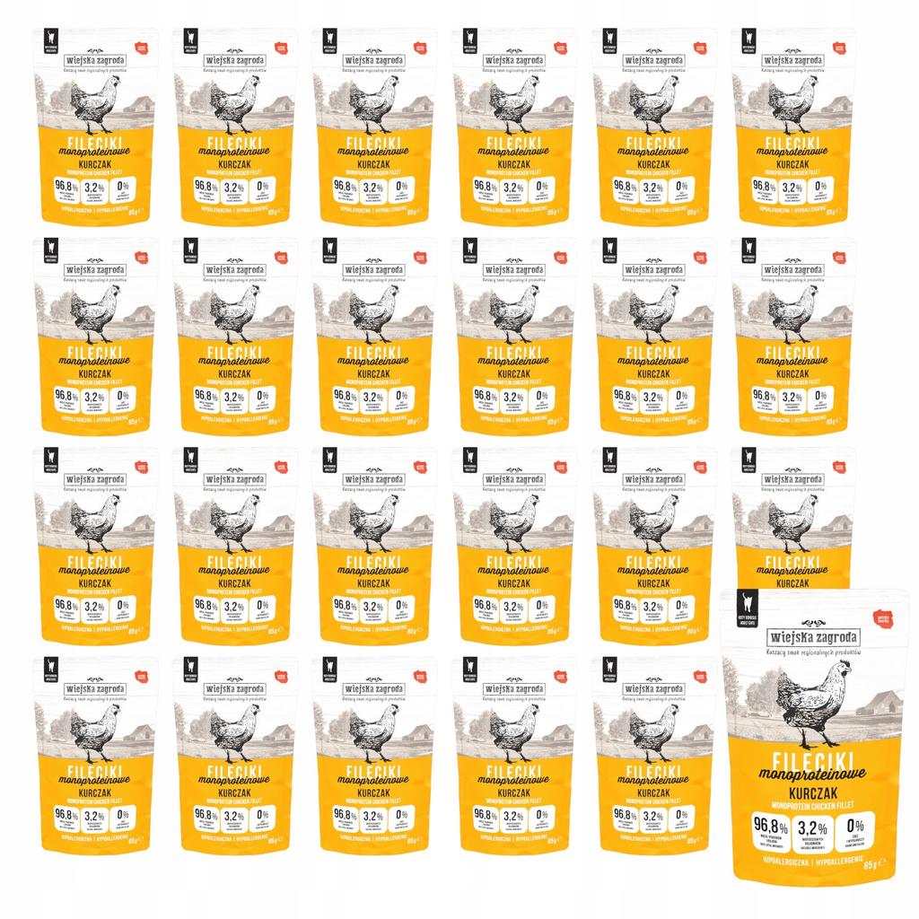 WIEJSKA ZAGRODA Filetki Monoprotein Chicken - Wet Cat Food - 24 x 85g