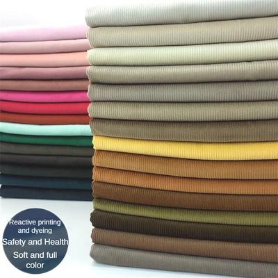 Pure Cotton Corduroy Fabric Medium Striped By The Meter for Clothes Dresses Pants Coats Sewing Cloth Soft Breathabe White Blue