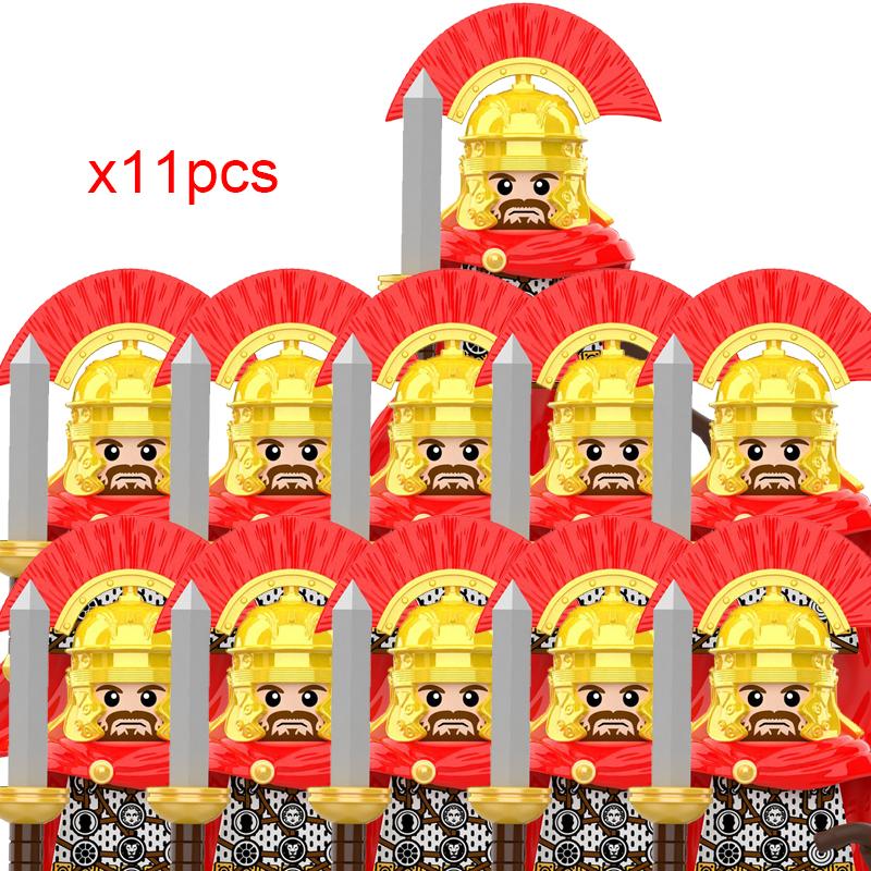 11pcs Medieval Dragon Knights Heavy Armor Bricks Assemble Action Figures Accessories Model