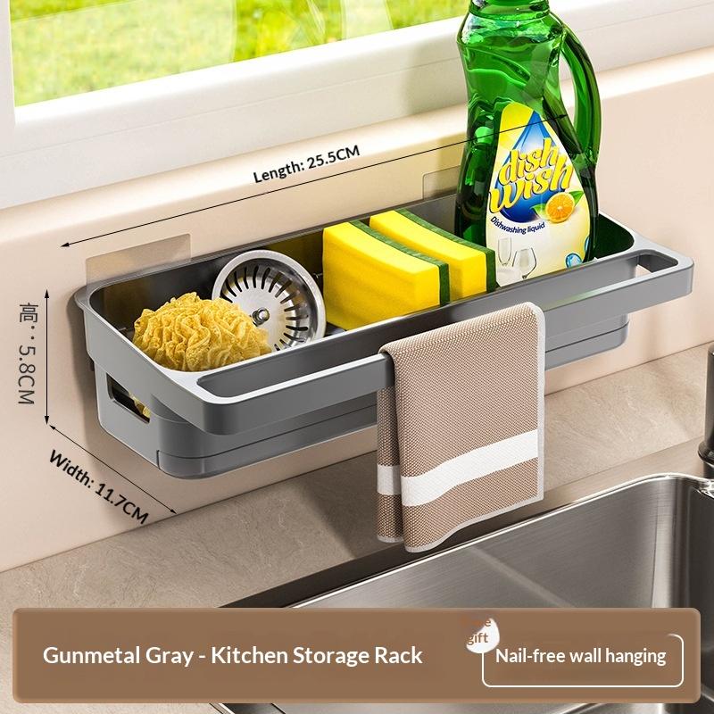 Kitchen Sink Organizer Drain Rack Self-Draining Shelf Sponge Holder Dishcloth Faucet Storage Soap Drainer Kitchen Accessories