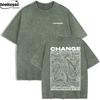 Change Never Look Back Printed Laundry Tshirt Womens Cotton Wide Tshirt Summer Short sleeved Top Casual Oneck Clothing