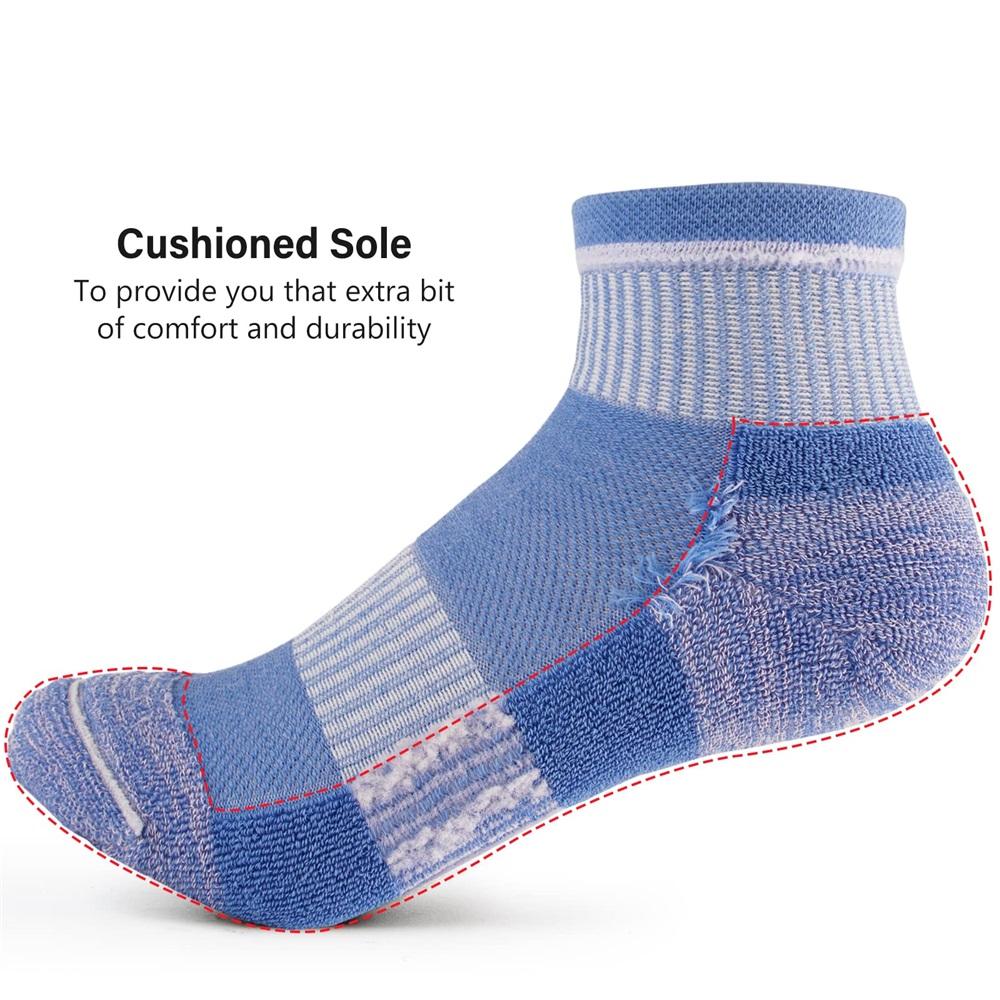 Womens Ankle Anti-blister Thick Cushioned Cotton Wicking Hiking Athletic Running Socks 5 Pairs