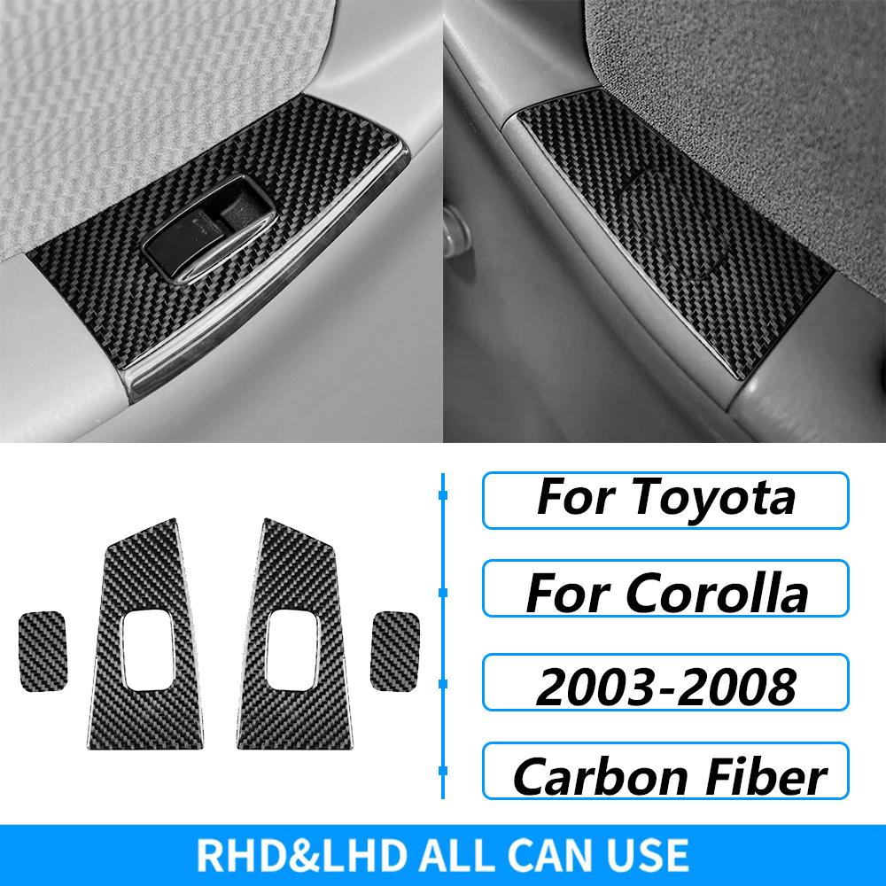 For Toyota Corolla 2003-2008 Carbon Fiber Central Control Gear Shift Air Vent AC CD Window Lift Trim Set Car Accessories Sticker