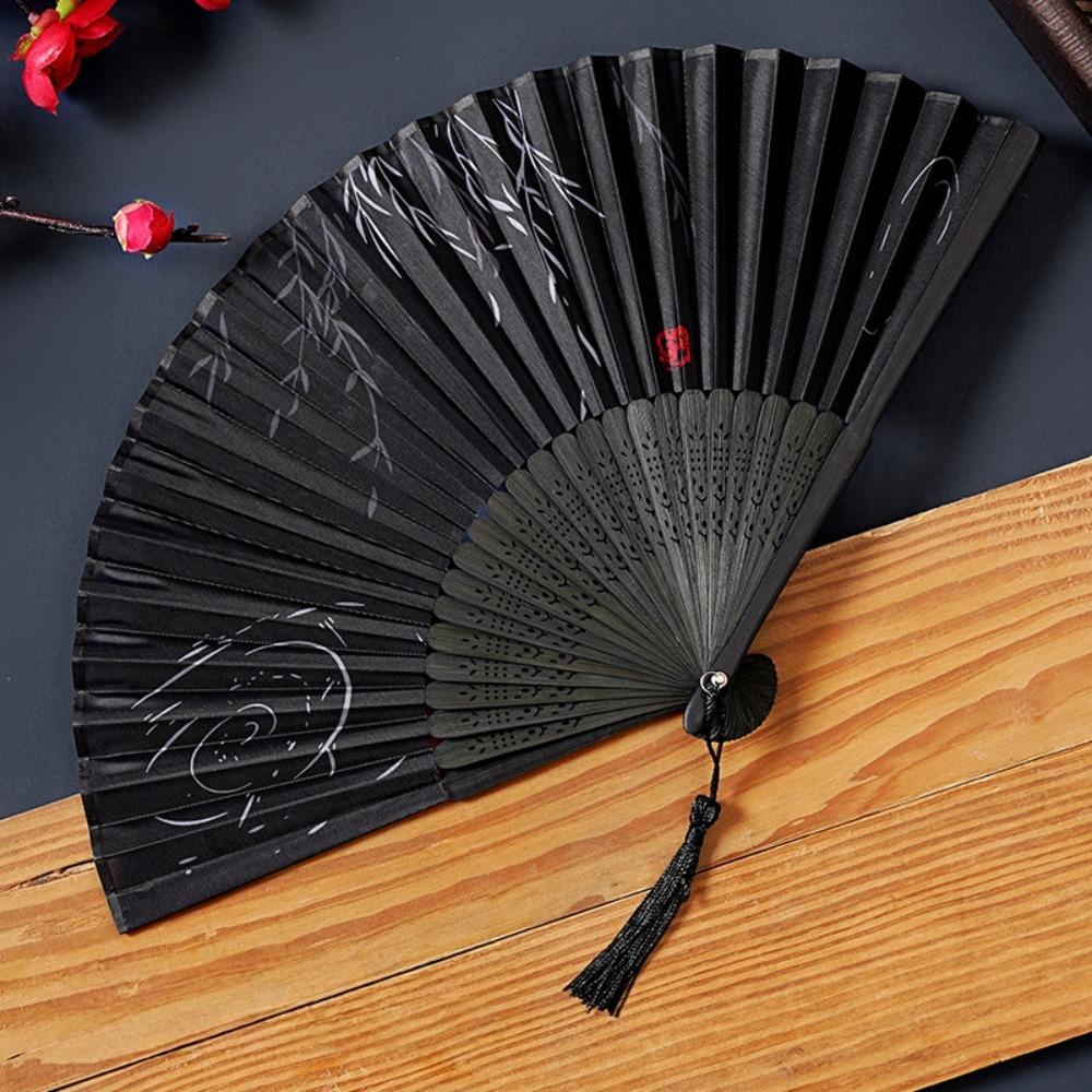 Butterfly Tassel Folding Fan Chinese Style Handheld Fan Ancient Bamboo Fan Hanfu Accessories