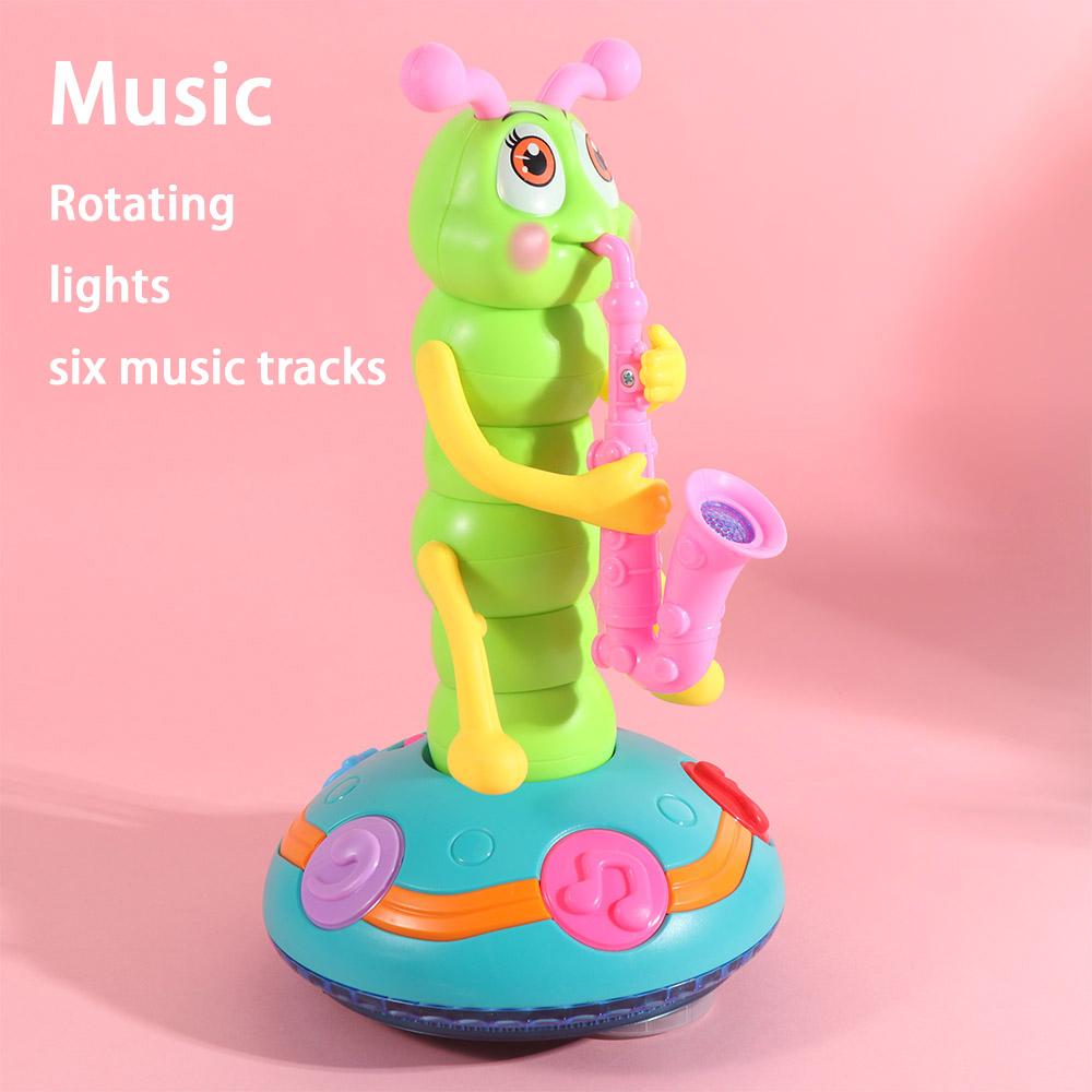 Plastic Saxophone Caterpillar Toy Interactive LED Electric Music Toy Collection Simulation Dancing Caterpillar Toy Kids Toddlers