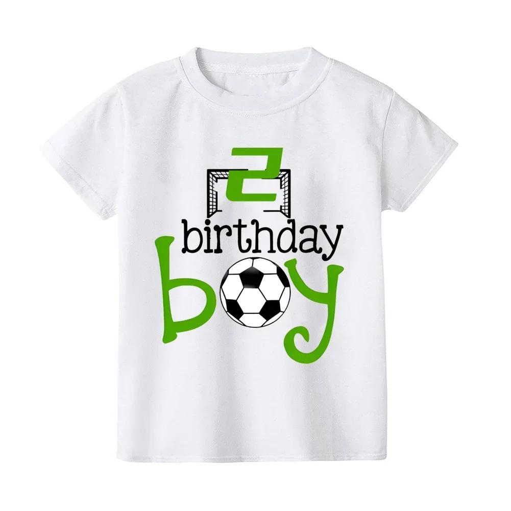 29Y Football Birthday Print Kids White Short Sleeve Tshirt Summer Casual Comfortable Tops Crew Neck Cotton Children Tees
