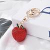 Cute Full Diamond Green Keychains Crystal Fruit Pendant Key Ring Fashion Handbag Decor Jewelry Gift For Women Girls