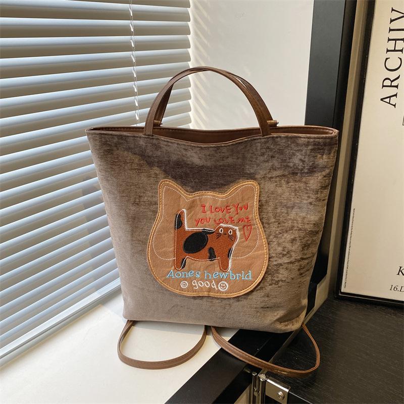 Autumn Commuting Backpack Two Backpacks Cat Women's New Style College Style Tote Bag Korean Version Large Capacity Single