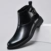 Genuine Leather Mens Chelsea Boots Luxury Brand Male Basic Boots High Quality Winter Plush Snow Shoes Comfortable Walking Shoes