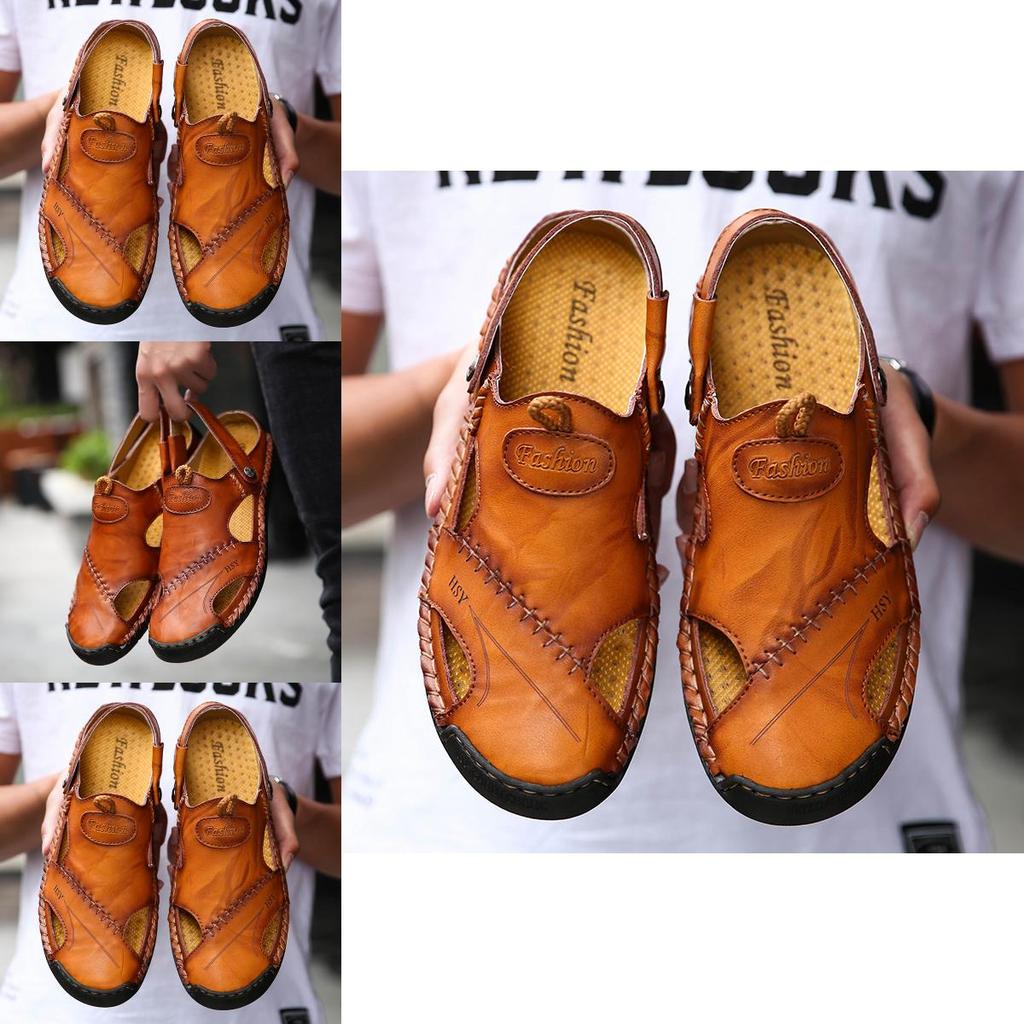 Men's Genuine Leather Sandals Soft Beach Shoes For Summer Comfort And Style