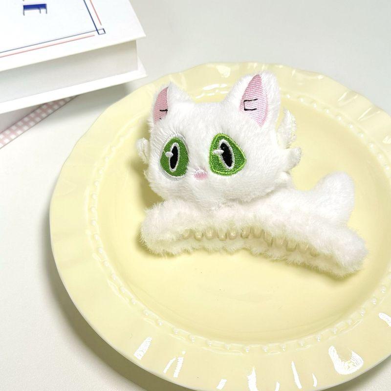 1pc New cute little black cat hair clip for women, autumn and winter plush grip clip cartoon clip