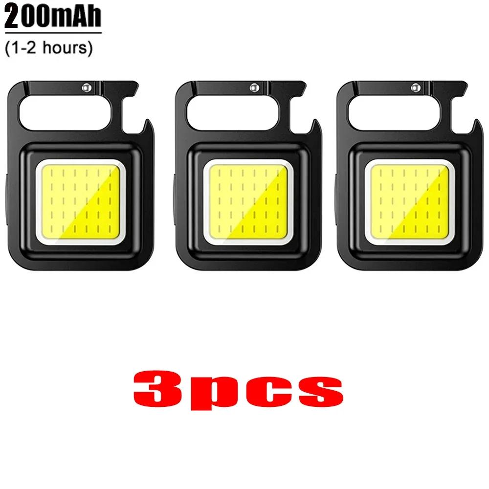LED Working Light USB Rechargeable Mini Flashlight Portable Bright Keychain Pocket Clip Lantern Outdoor Hiking Fishing Camping