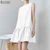 ZANZEA Women Casual Round Neck Summer Sleeveless Dress Sundress