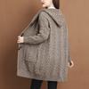 Damen Strickjacke mit langen Ärmeln, Kapuze, elegant, lässig, Pullover-Mantel, einfarbig, verdrehte Textur, Tasche, Winter-Oberbekleidung
