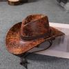 Jazz Hat Men Women Sun Protection Faux Leather Wide Brim Summer Outdoor Accessory