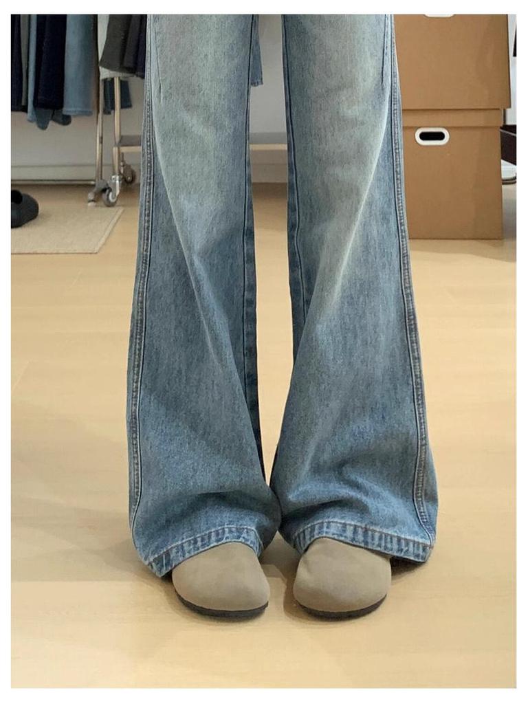 Women's 2025 American Retro Low-Waisted Micro-Flare Jeans - Loose, Slim, Straight Leg, Floor-Length