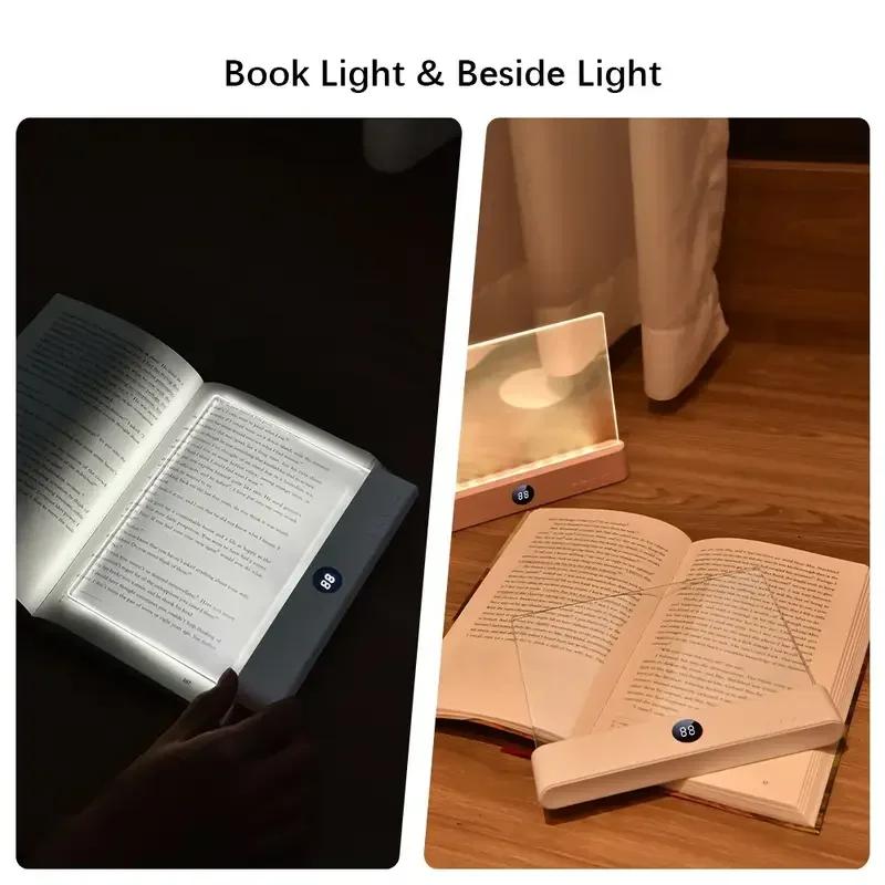 Luz de Leitura LED para Livro, Luz de Leitura LED Dimmable 3 Cores Lâmpada Plana para Livro para Leitura, Luz Recarregável de Página Inteira, Luz Marcador