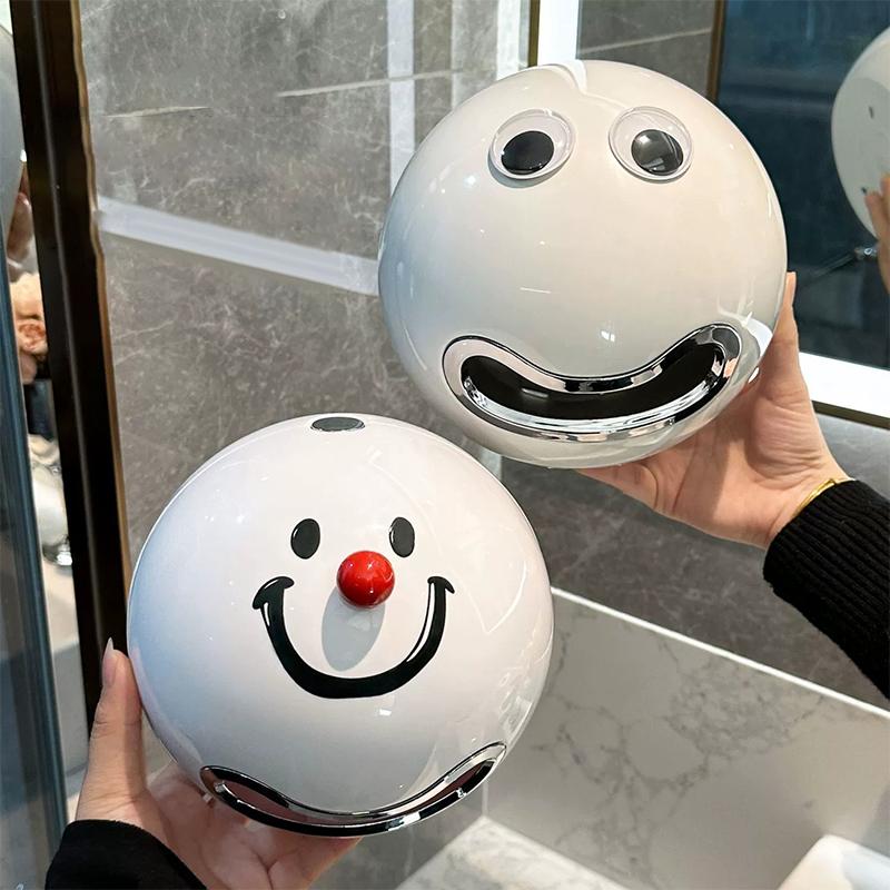 Kreatives lächelndes Gesicht, kein Stanzen, Toilettenpapierbox zur Wandmontage, Toilettenpapierbox mit Saugnapf, wasserdicht