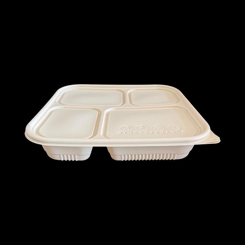 Biodegradable 4-Compartment Disposable Lunch Box (200 Sets)