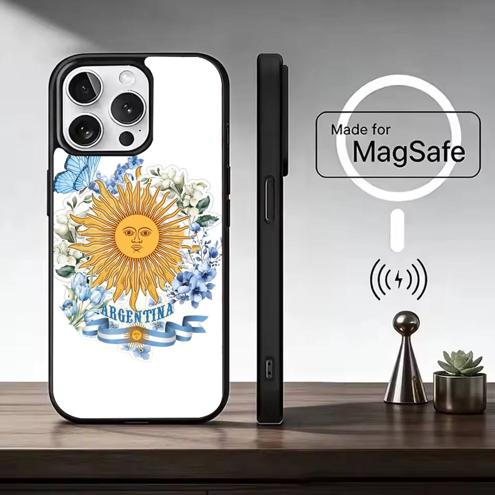A-Argentinien Fußball Fan Unterstützungsflagge Handyhülle Für iPhone17,16,15,14,13,12,11 Plus,Pro Magnetisch Für Magsafe Kabelloses Laden