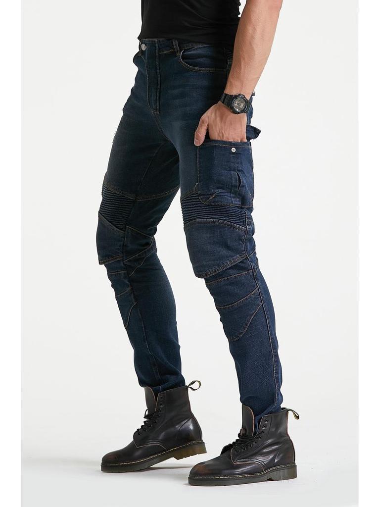 Four Seasons Army Green Motorcycle Riding Jeans with Protective Gear