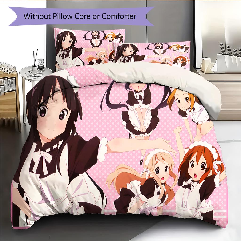 Anime Pattern Bedding Quilt Set Quilt Cover Pillowcase Home Decoration Birthday Gift (1 * Duvet Cover + 2 * Pillowcase, Without Core)
