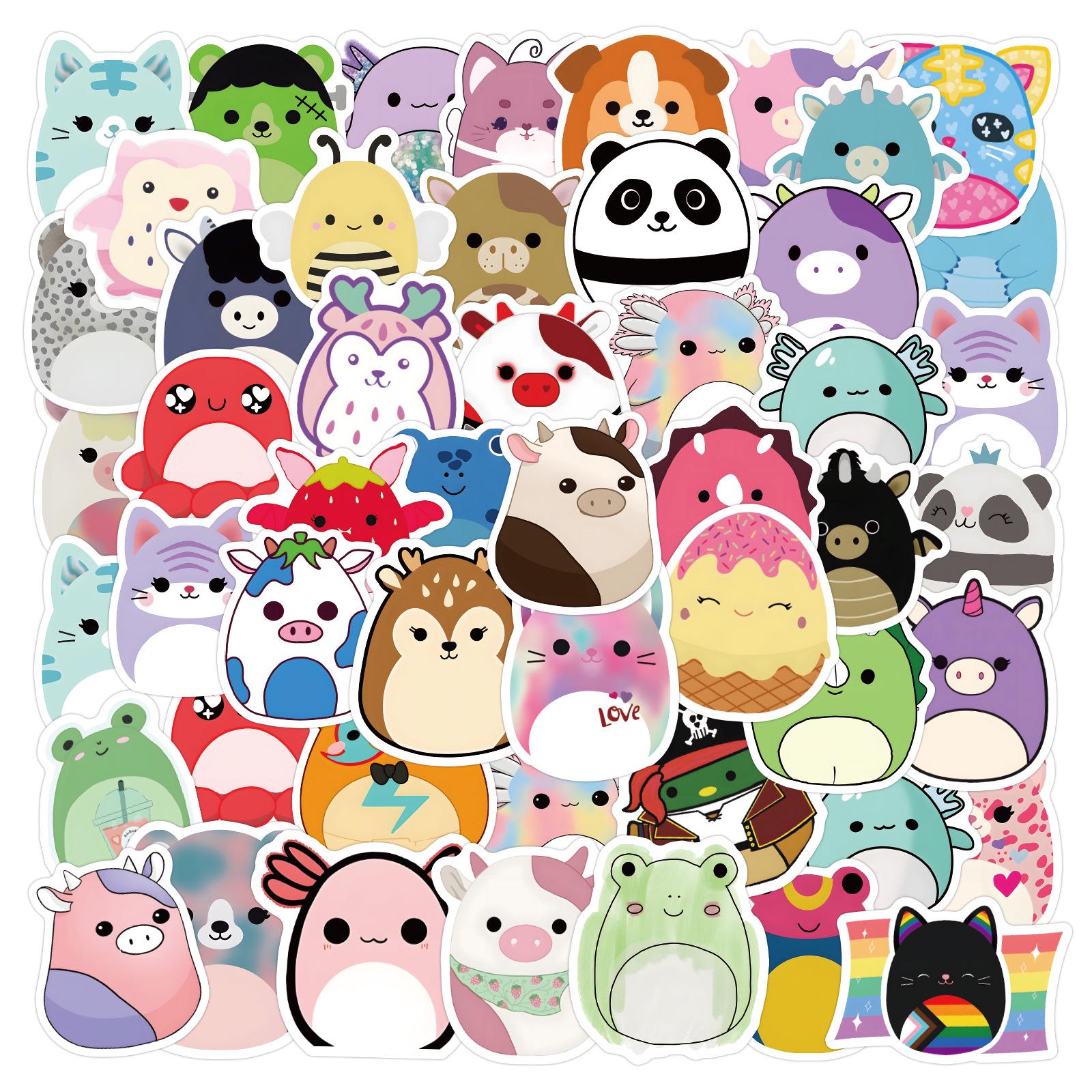 60 Cute Animal Doodle Stickers - Waterproof for Journals, Bottles, and More