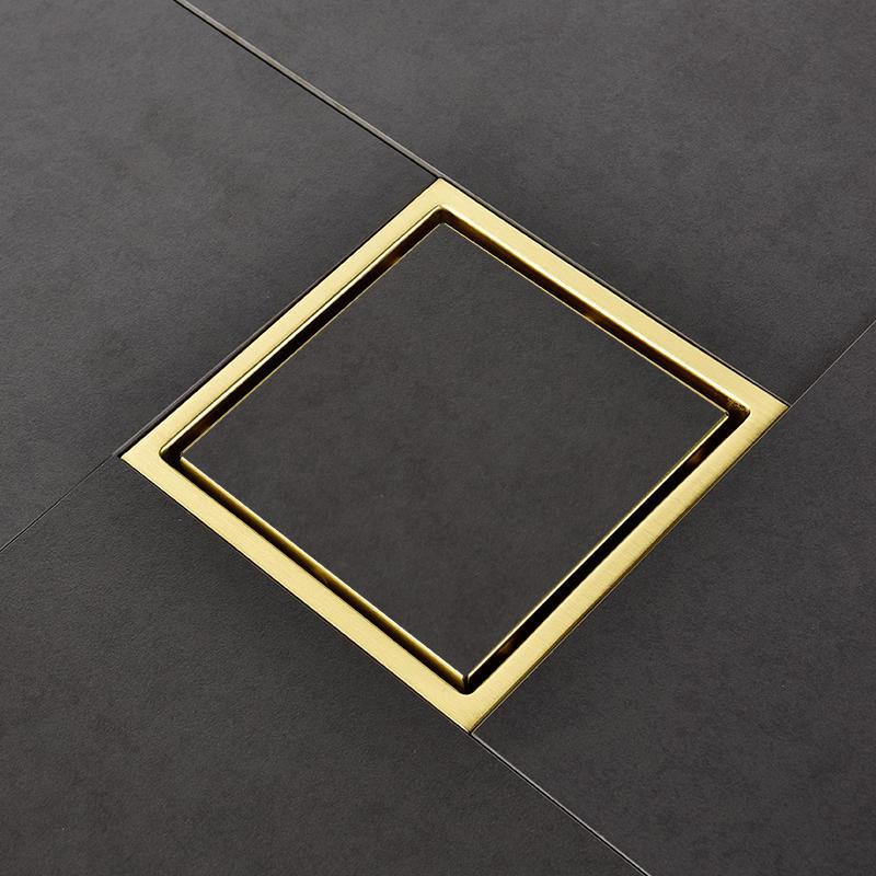 Bathroom Accessories 304 Stainless Steel Brushed Gold Floor Drain Anti-odor Shower Floor Drain
