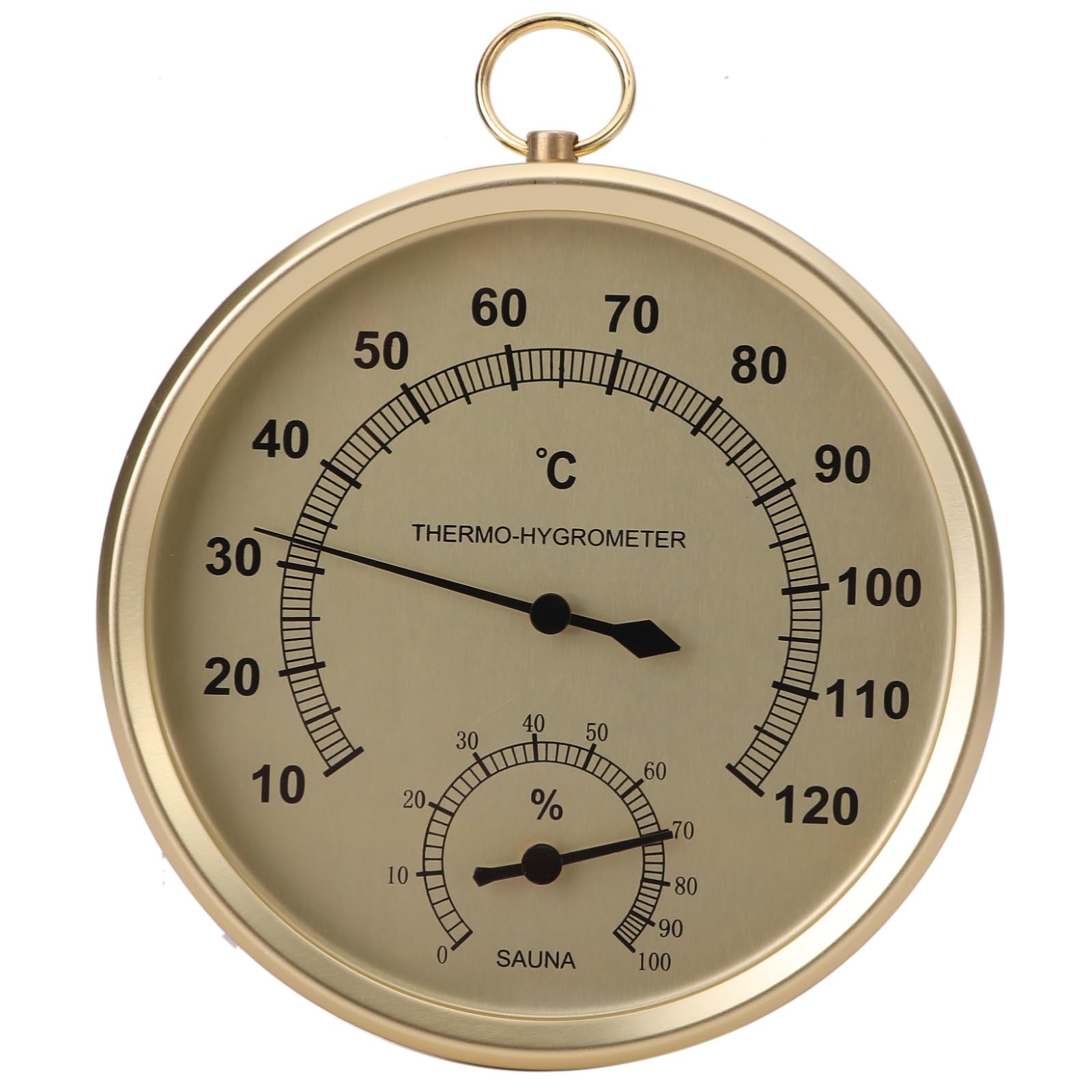 

Rubonarie Thermo-Hygrometer, High Accuracy, Sauna, Outdoor, Wall-Mounted (Gold)