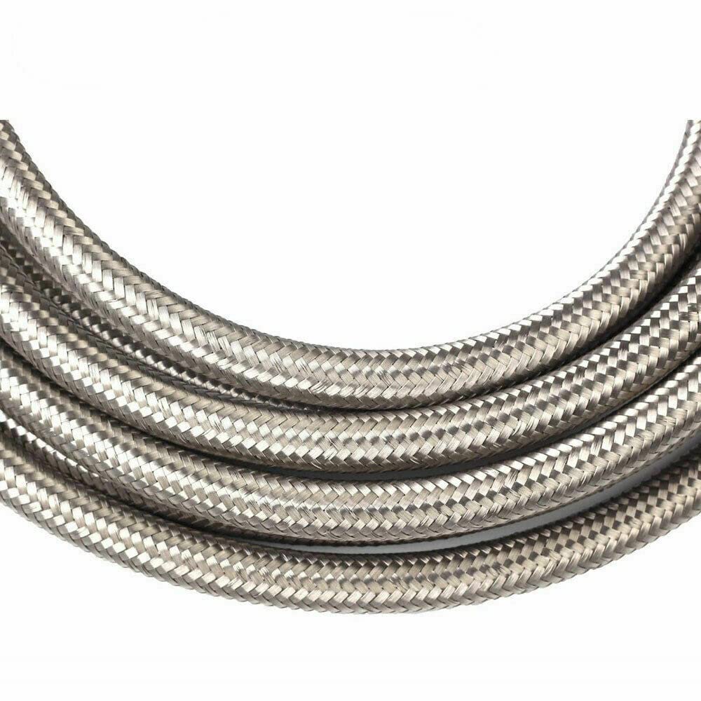 KUNFINE 10AN 19.68ft 6M Stainless Steel Braided Mesh Hose Fuel/Oil/Gas