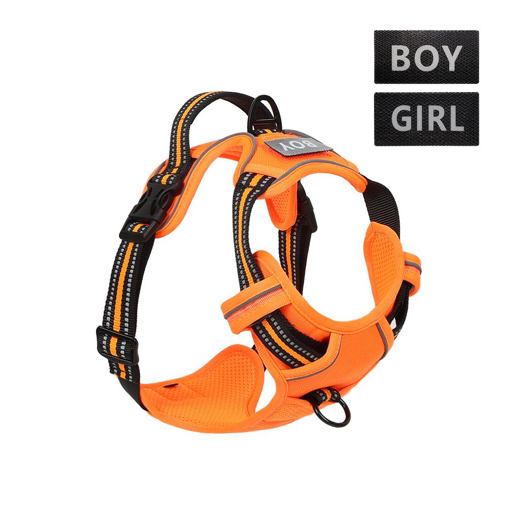 

Шлейка для собак, шлейка для домашних животных с зажимом для поводка Pull 1, регулируемый жилет для собак с подкладкой, светоотражающий жилет для домашних животных, не дающий им дышать, с бесплатной именной табличкой S оранжевый