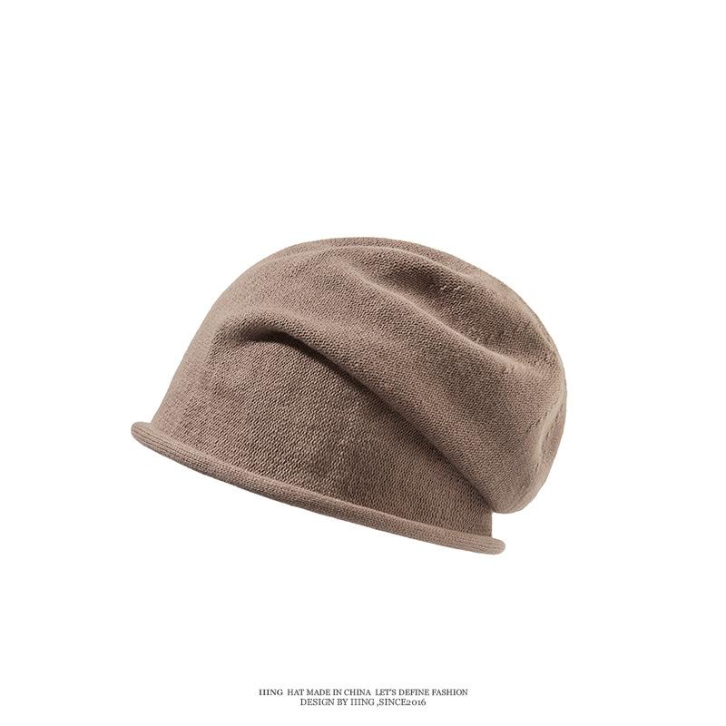 Ju Jingyi cold hat winter women's big head circumference stacking hat knitted autumn and winter hat thin outdoor