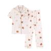 Pajamas Female Cute Sweet Bear Summer Cardigan Short Sleeve Trousers Loose Large Size Loungewear Set