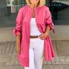 Women's Casual Fashion Solid Color Single Breasted Cardigan Long Sleeved T-Shirt Shirt Jacket