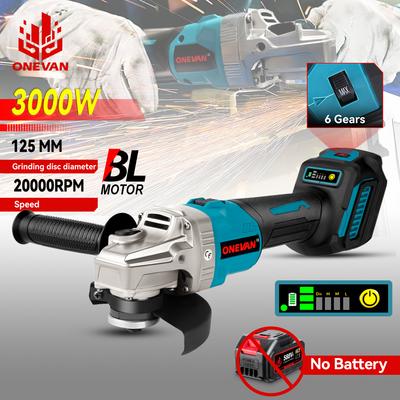 2000W 125mm Brushless Cordless Angle Grinder Variable 6 Speed Polishing Cutting Machine 588VF Power Tool For Makita 18V Battery