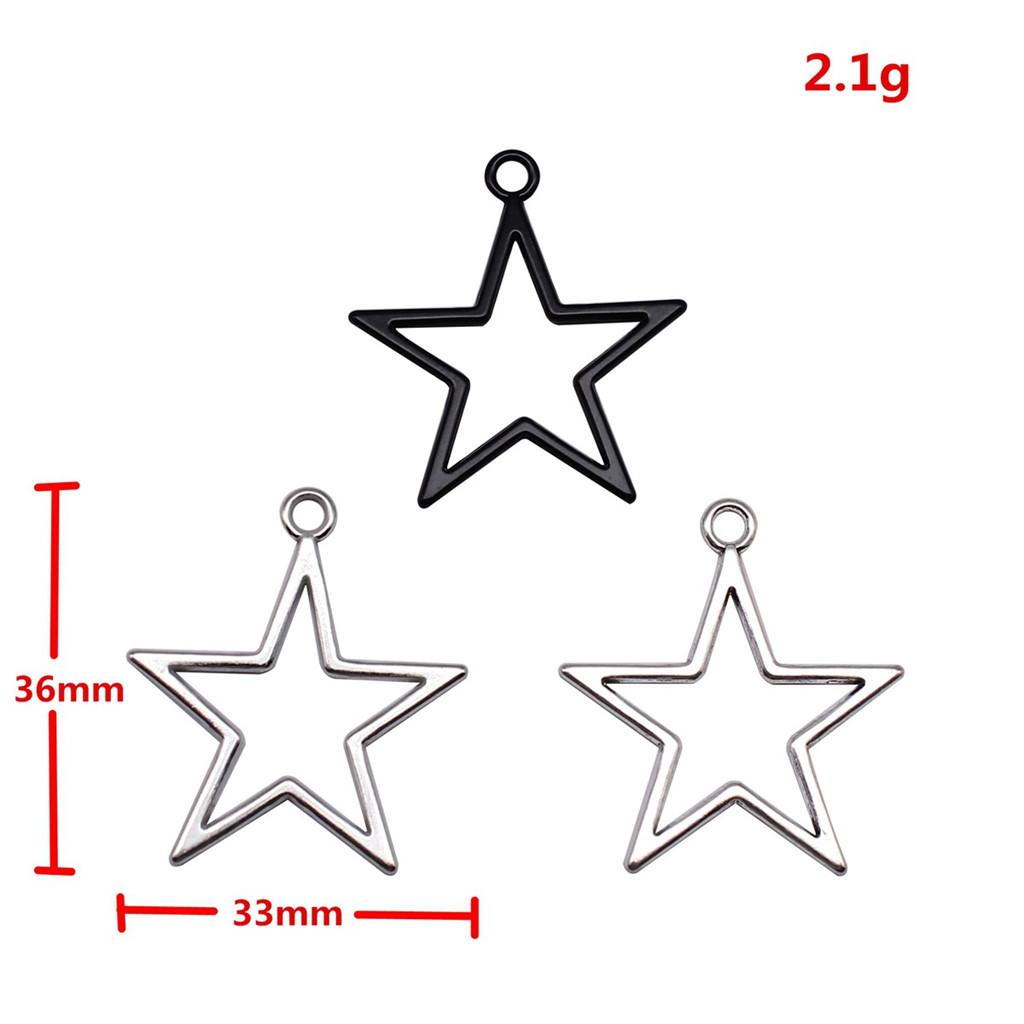 Nested Star Charms Multi Color Alloy Pendants For Double Star Themed Jewelry