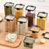 1/4Pcs Sealed Jars Kitchen Grain Storage Organizer Large Tank Plastic Moisture-proof Storage Box Household Seasoning Jars Set