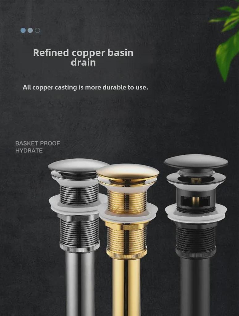 Copper Bounce Drainer for Bathroom Handwashing Basin with Deodorizing Drain Pipe