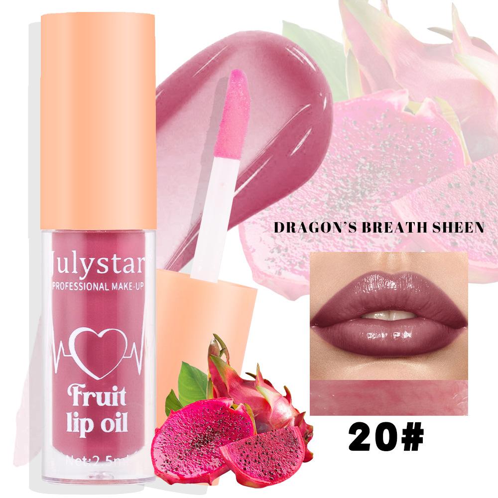 

Julystar 20 Color Fruit Lip Gloss Pearlescent Dudu Lip Moisturizing and Moisturizing Mirror Water Light Temperature Changing Lip Oil 2.5ML