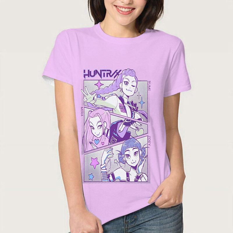 Letní KPop Lovci démonů Trička Huntrix Girl Kpop Tričko Jinu Zoey Rumi Mira Saja Kluci Cool Trička s krátkým rukávem Trička Topy
