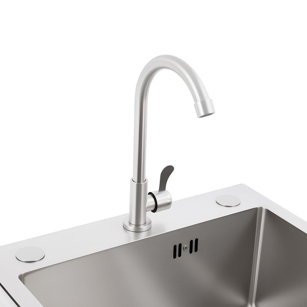 Kitchen Sink with Faucet,Large Capacity (17.7*15.75*8.66in) Stainless Steel Free Standing Utility Grippy Feet,Single Bowl