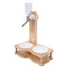Wood Raised Cat Food Bowls Multifunctional 2 In 1 Automatic Cat Water Feeder and Food Bowl Set with