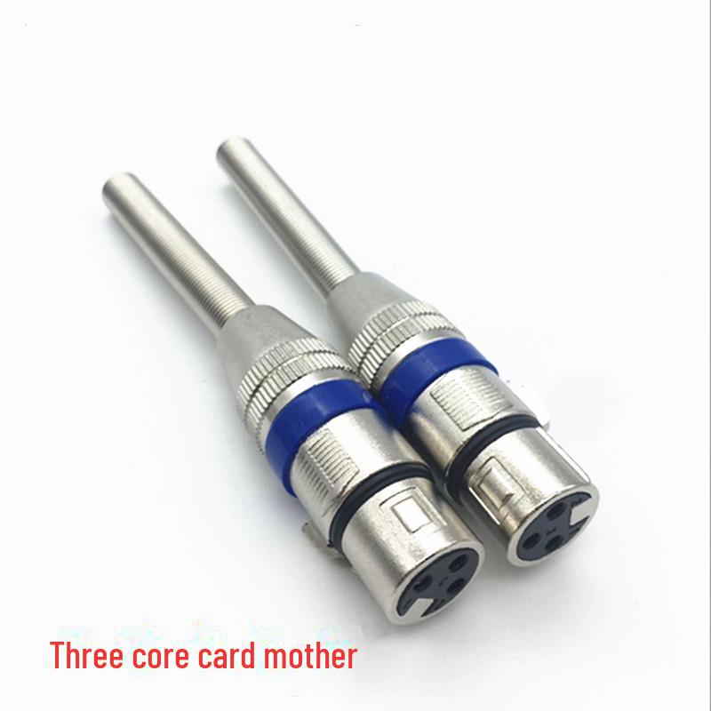 Blue Circular Metal Spring Card Faucet 3-Core KTV Microphone Long Tail Connector - Canon Male & Female