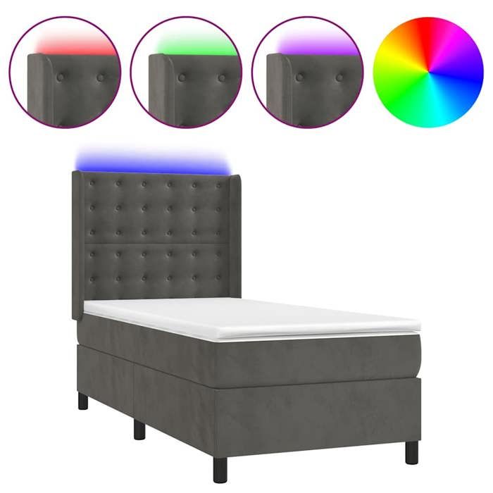 Maison Exclusive - Sommier à lattes de lit matelas LED Gris foncé 80x200cm Velours