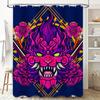 Tuniu Dragon Warrior Shower Curtain Fierce Japanese Demon Art Red White Floral Wall Decor Bathroom Decor
