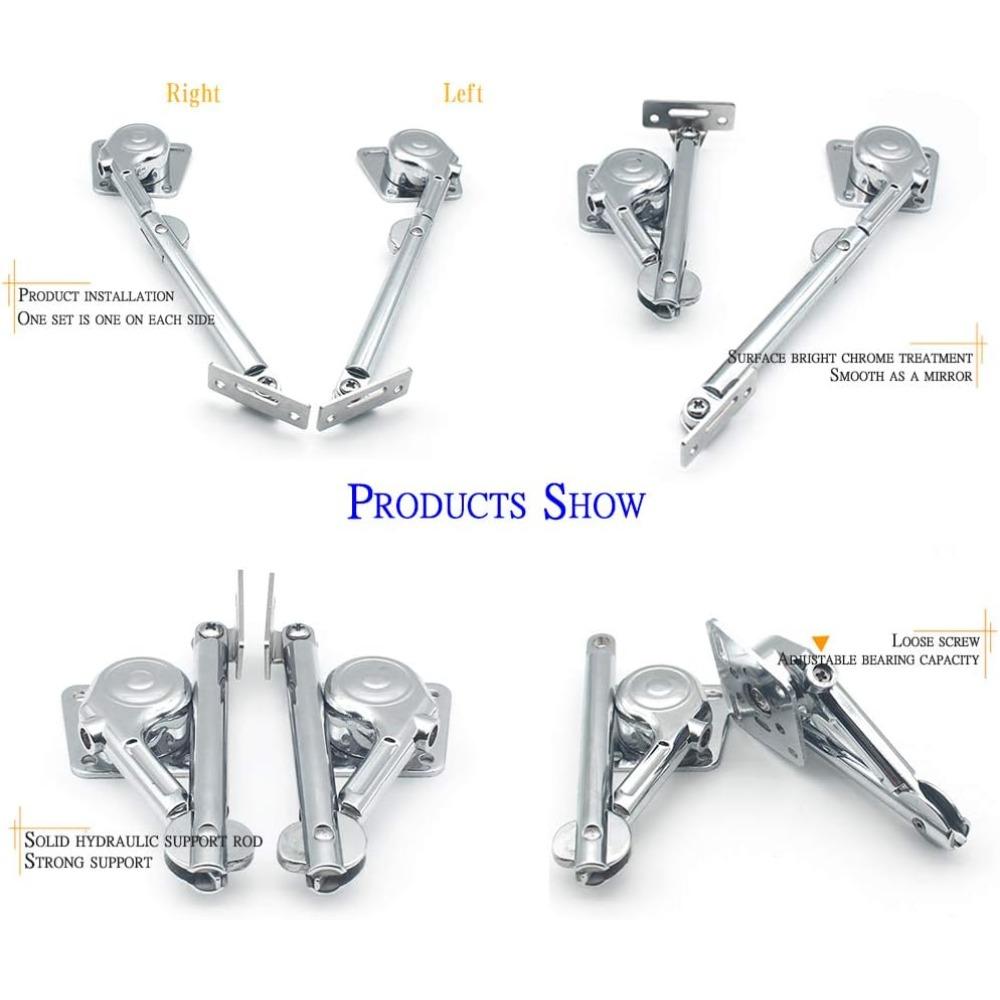 Soft Close Heavy Lid Support Hinges Zinc Alloy Hydraulic Stay for Closet Wardrobe Toy Box (2 Pack,Left and Right)